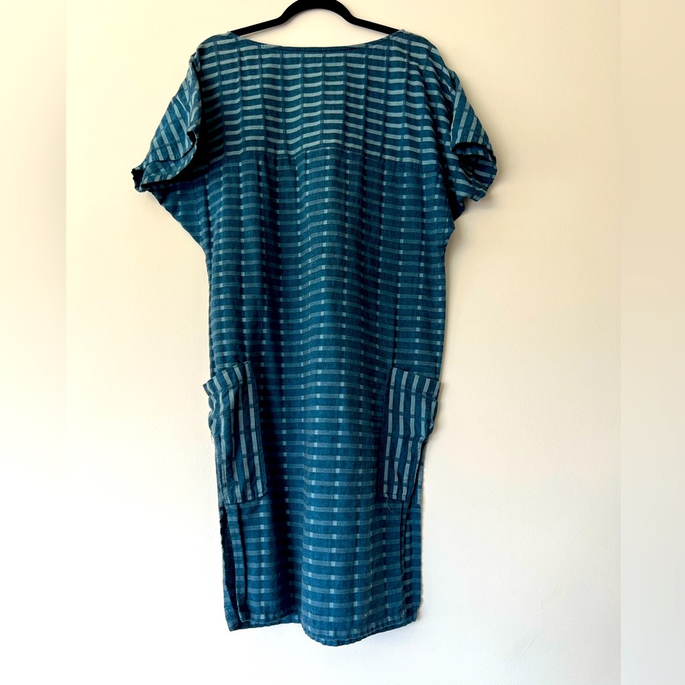 Ace + Jig checkered denim smock dress with side slit XS